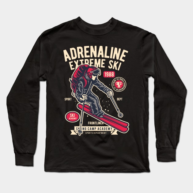 Adrenaline Extreme Ski - Skiing Camp Academy World Championship Long Sleeve T-Shirt by All About Midnight Co